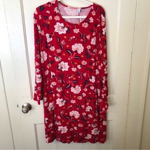 Old Navy Swing Dress with Long Sleeves in Red Floral Print